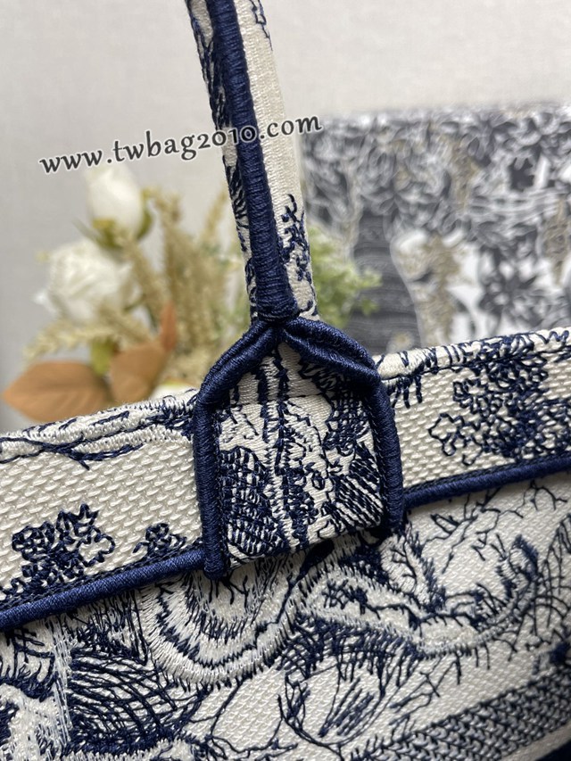 Dior专柜新款TOTE包迪奥高仿原单经典经典蓝虎中号购物袋手提托特包 djfk1377